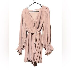 Elegant Blush Pink Long Sleeve Dress